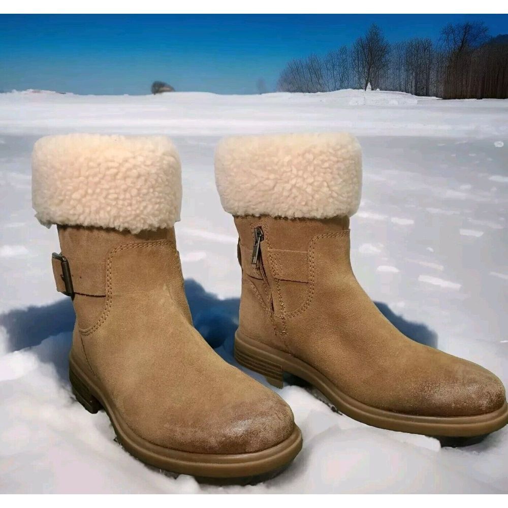 UGG Chestnut Harrison Cuff Suede Boots‎ 1120773 sz 6 Waterproof Mid-Calf EU 37